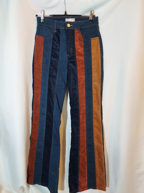 Altar'd State Denim - Altar'd State Daisy Suede Patchwork Stripe Flare Jeans Boho 70s Retro - 26